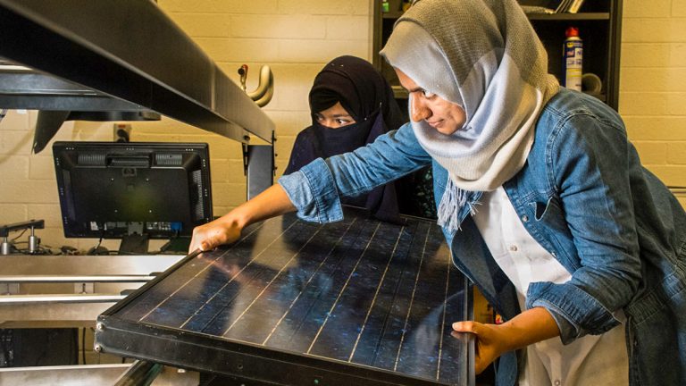USPCAS-E alum Afshan Qamar worked at ASU's Solar Reliability Lab during her exchange program